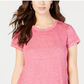 Style & Co Women's Burnout Handkerchief-Hem T-Shirt Pink Size Small