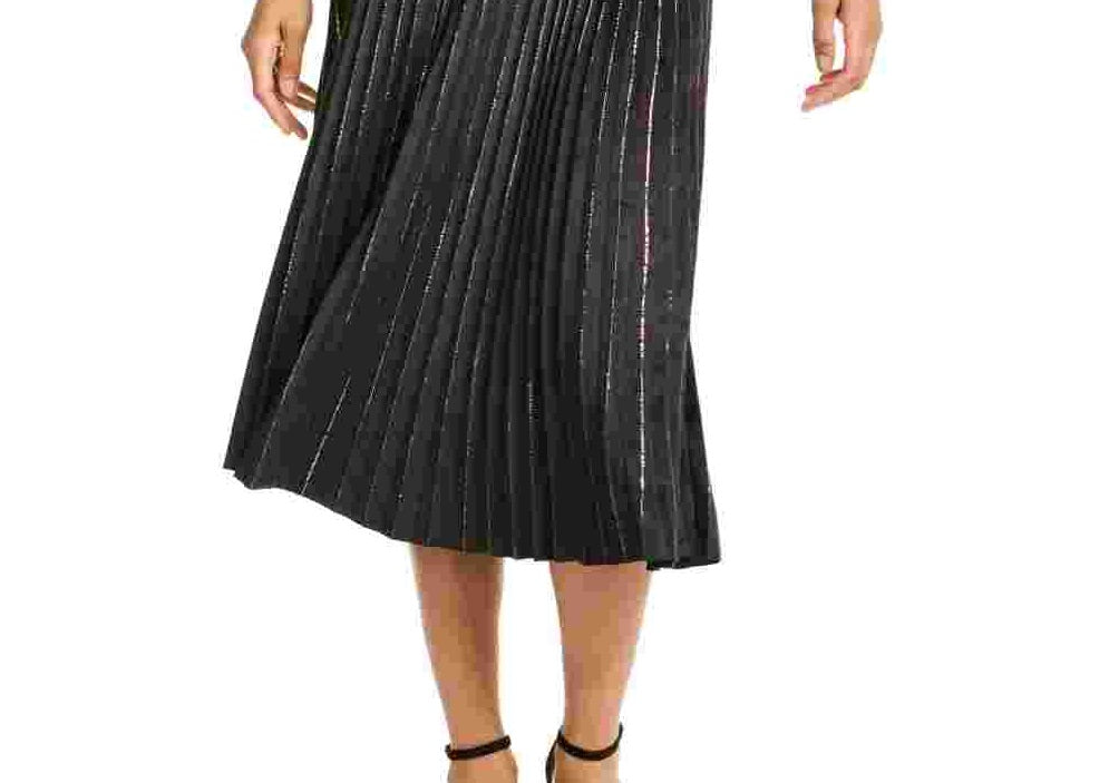 Lucy Paris Women's Pleated Velvet Skirt Gold Size X-Large