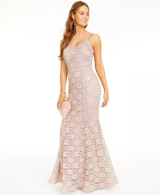 BCX Juniors' Glitter & Lace Gown Brown Size 5