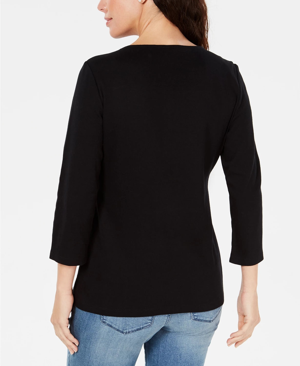 Karen Scott Women's Embroidered Bicycle Top Black Size XX-Large