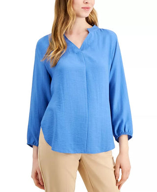 Alfani Women's Bishop-Sleeve Tie-Back Top Blue Size Large