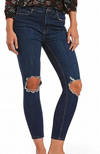 Free People Women's High Waist Ankle Skinny Jeans Blue Blue Size 28