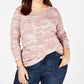 Style & Co Women's Printed Thermal Top Pink Size 0X