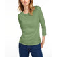 Maison Jules Women's 3/4-Sleeve Solid T-Shirt Green Size XX-Large