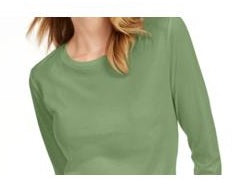 Maison Jules Women's 3/4-Sleeve Solid T-Shirt Green Size XX-Large