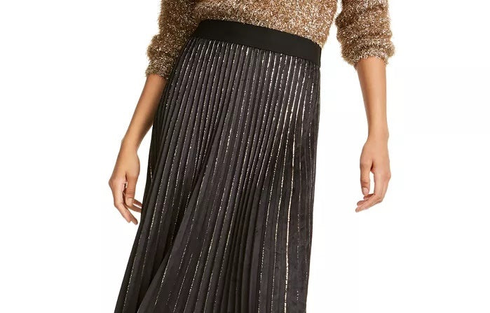 Lucy Paris Women's Pleated Velvet Skirt Black Size Medium