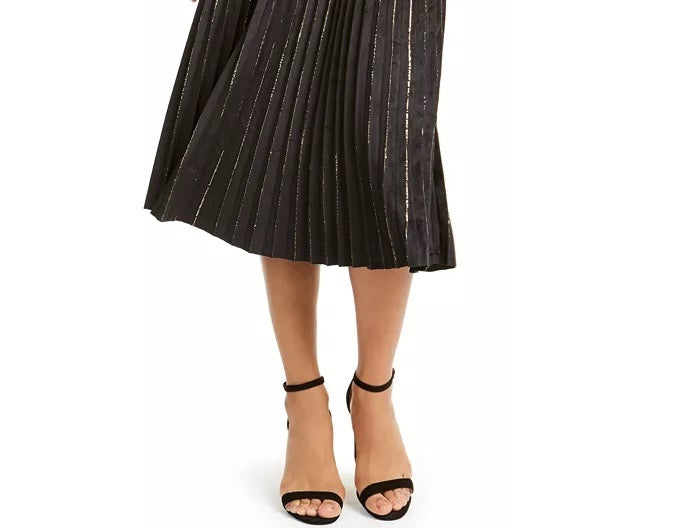 Lucy Paris Women's Pleated Velvet Skirt Black Size Medium