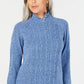 Karen Scott Women's Petite Mock-Neck Cable-Knit Sweater Blue Size Medium
