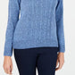 Karen Scott Women's Petite Mock-Neck Cable-Knit Sweater Blue Size Medium