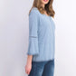 Style & Co Women's Petite Crochet-Trim Bell-Sleeve Top Blue Size PL