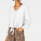 INC International Concepts Women's Gauze Tie-Front Top -White  X-Large