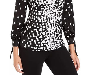 Alfani Women's Ruched Tie-Sleeve Top Black Size XX-Large