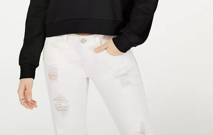 Crave Fame Juniors' Waffle-Knit Quarter-Zip Top Black X-Large