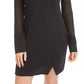 Material Girl Juniors' Mesh-Sleeve Bodycon Dress Black Size Large