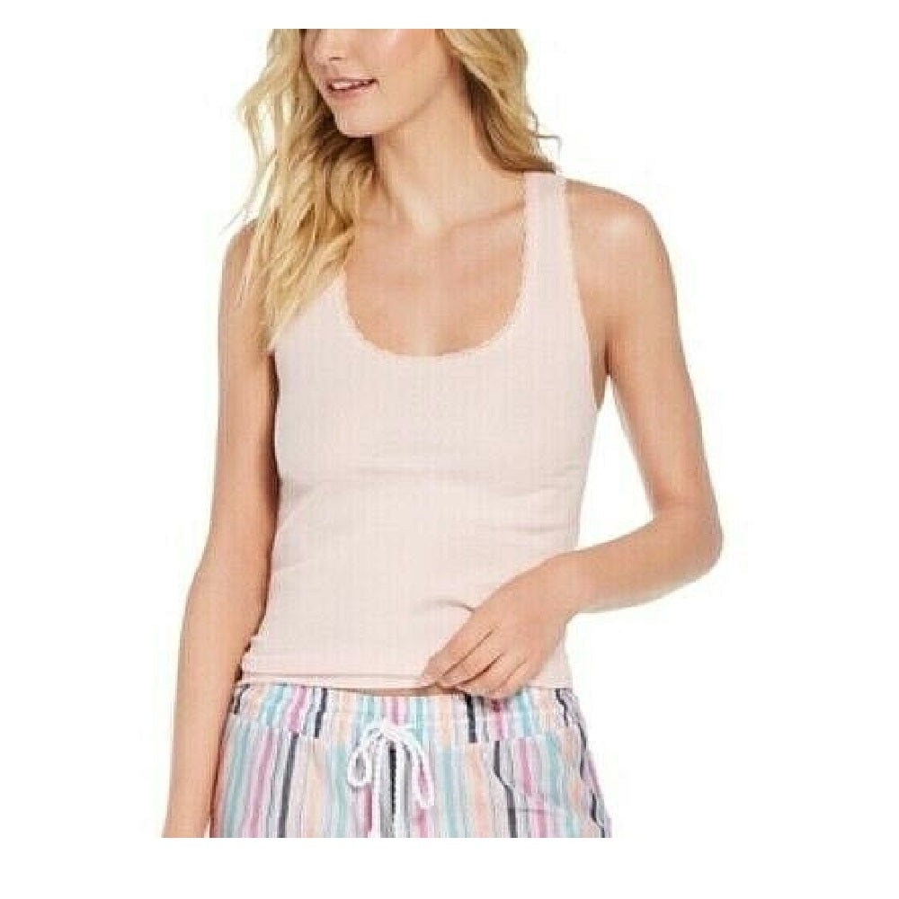 Jenni Women's Ribbed Lace-Trim Tank Top Pink Size X-Small