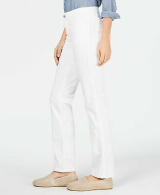 Charter Club Women's Straight-Leg Braid-Stripe Jeans White Size 10