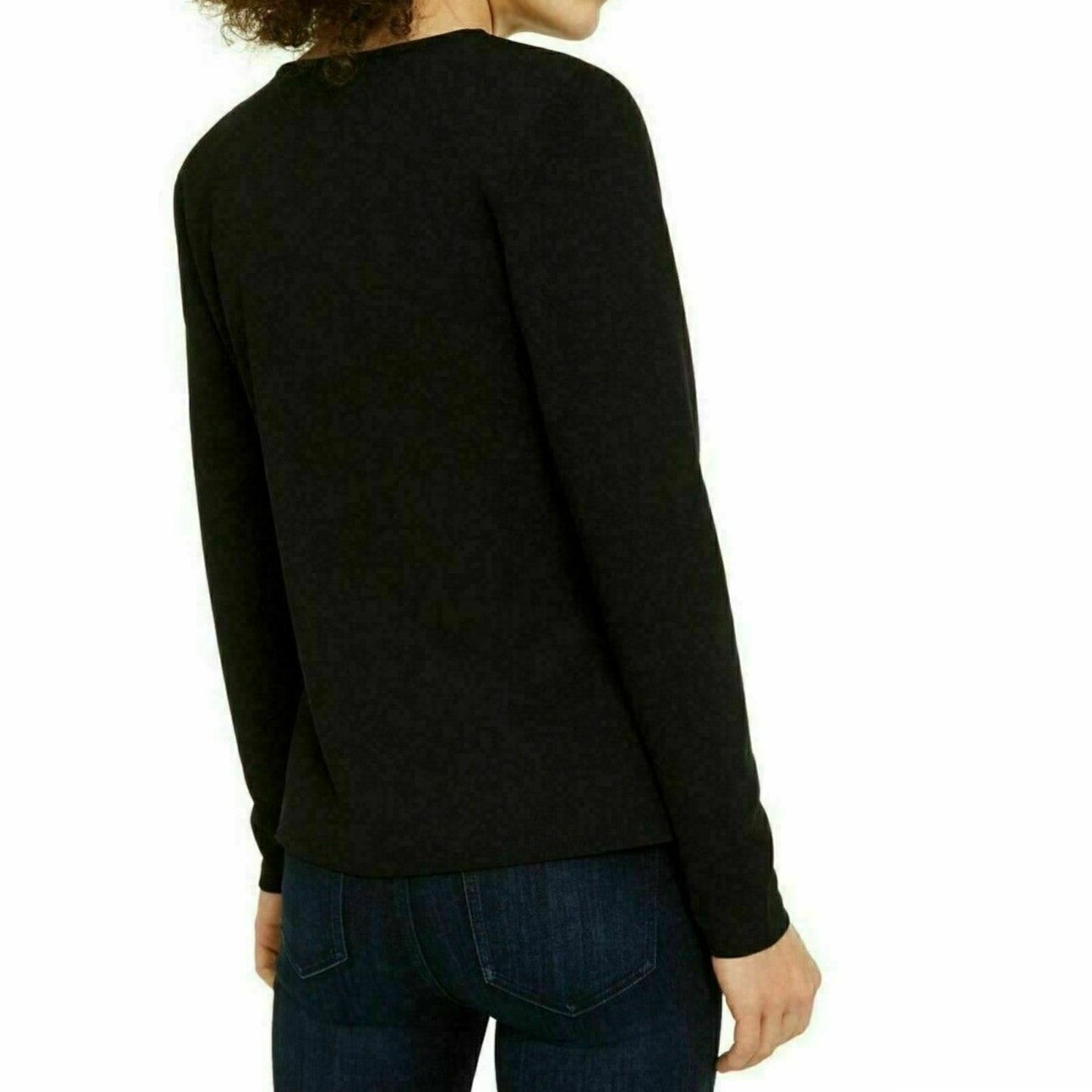 INC International Concepts Women's Womens V-Neck Keyhole Blouse Black Size Small