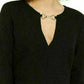 INC International Concepts Women's Womens V-Neck Keyhole Blouse Black Size Small