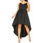 B Darlin Women's Plus Taffeta Hi Low Formal Dress Black Size 16