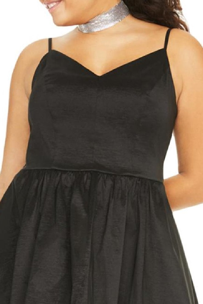 B Darlin Women's Plus Taffeta Hi Low Formal Dress Black Size 16