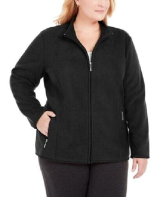 Karen Scott Women's Plus Size Quilted Fleece Jacket Black Size 1X