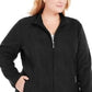 Karen Scott Women's Plus Size Quilted Fleece Jacket Black Size 1X