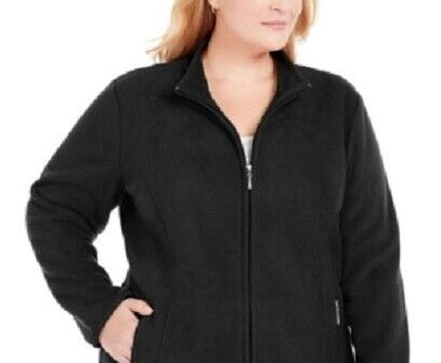 Karen Scott Women's Plus Size Quilted Fleece Jacket Black Size 1X