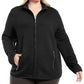 Karen Scott Women's Plus Size Quilted Fleece Jacket Black Size 1X
