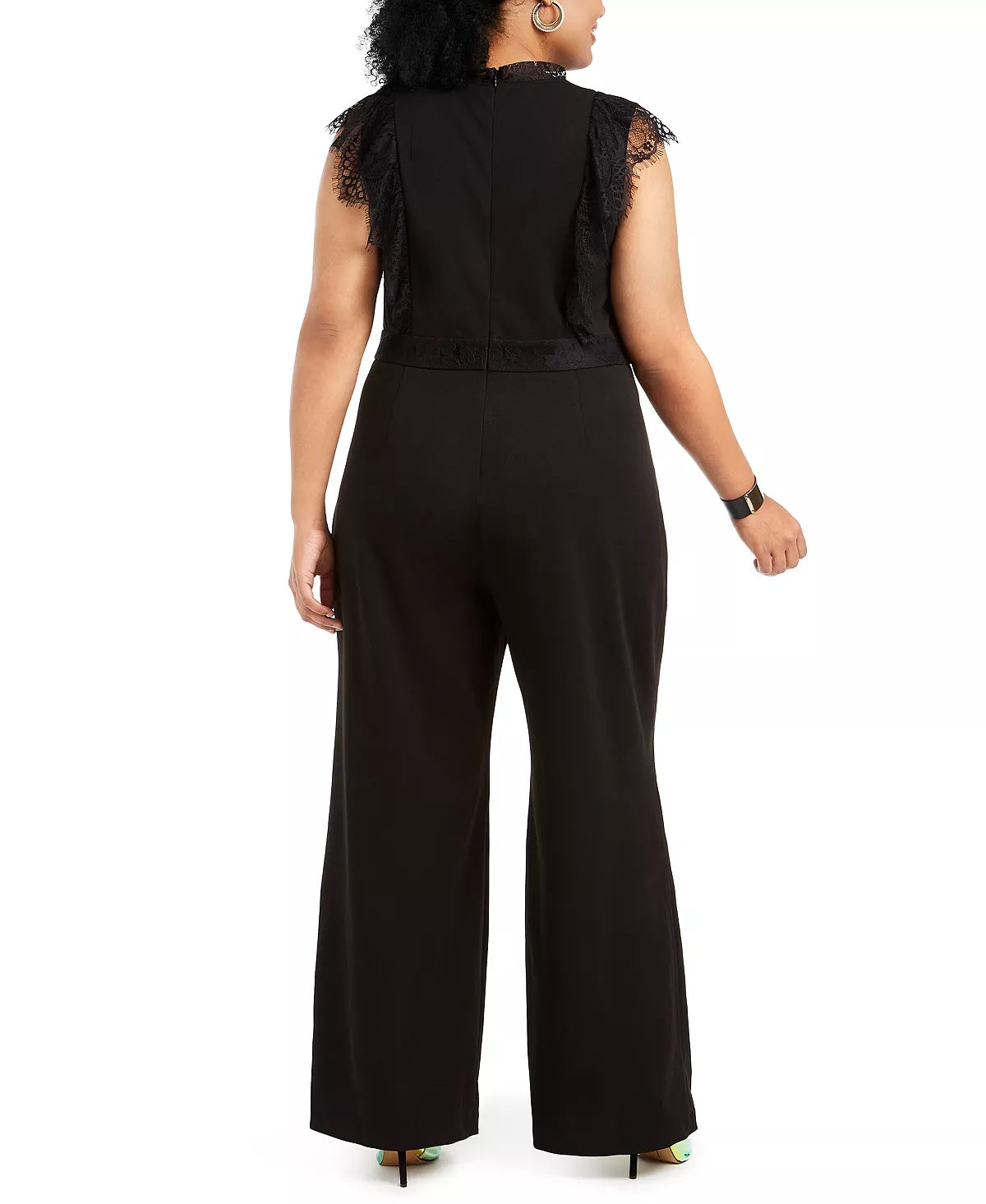 Betsey Johnson Women's Trendy Plus Size Lace-Trim Jumpsuit Gray Size 20W