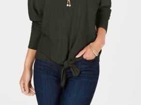 Style & Co Women's Tie-Front Sweater Grey Size Small