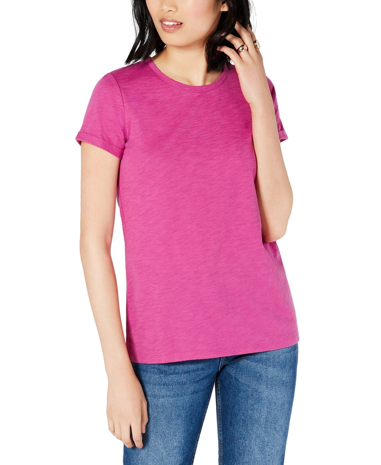 Maison Jules Women's High-Low T-Shirt Pink Size XX-Large