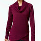 Ideology Women's Cowl Neck Fleece Pullover Sweater Purple Size X-Large