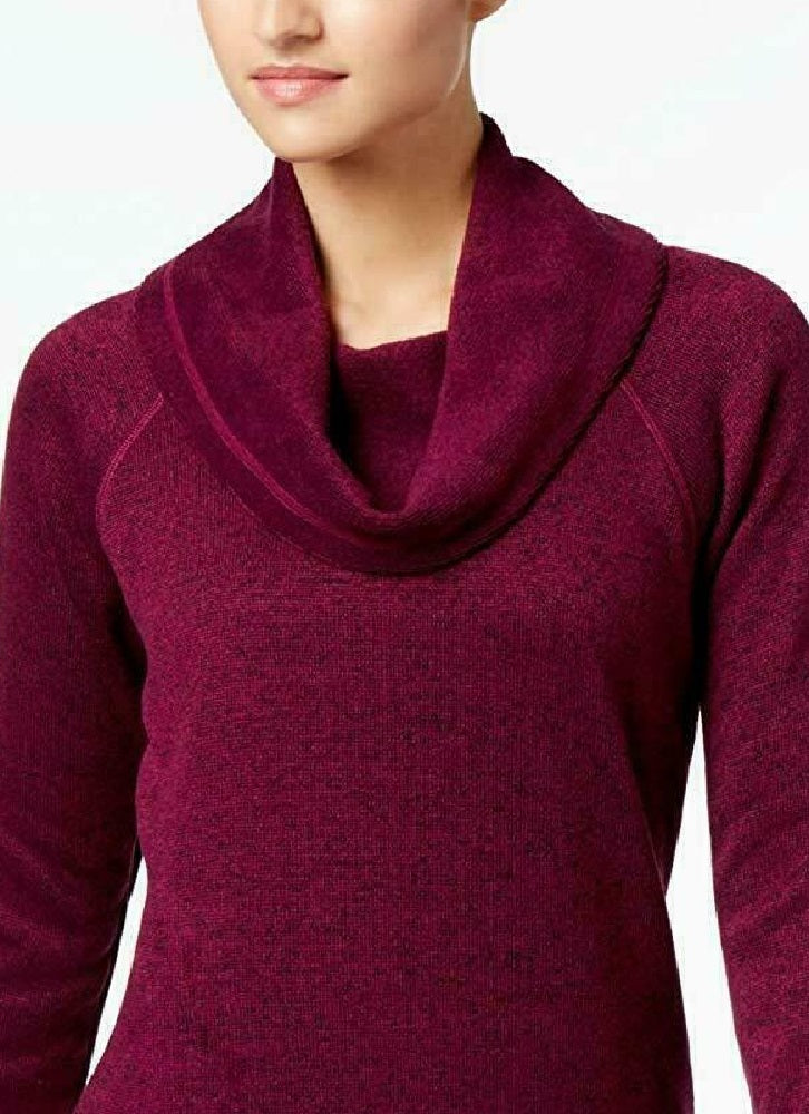 Ideology Women's Cowl Neck Fleece Pullover Sweater Purple Size X-Large