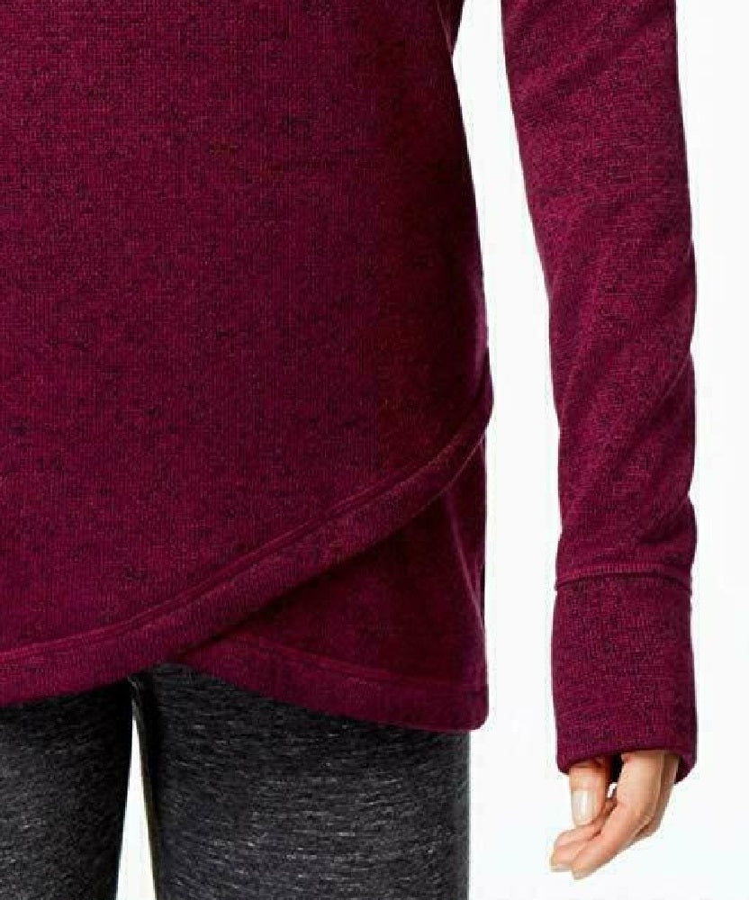 Ideology Women's Cowl Neck Fleece Pullover Sweater Purple Size X-Large