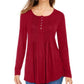 Style & Co Women's Petite Pintuck Top Wine Size PS