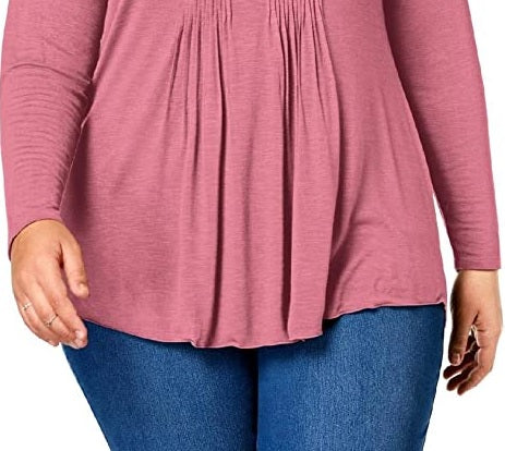 Style & Co Women's Petite Pintuck Top Rose Size PM