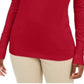 JM Collection Women's Embellished-Sleeve V-Neck Sweater Red Size Medium