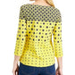 Charter Club Women's Printed Cotton 3/4-Sleeve Top Yellow Size Small