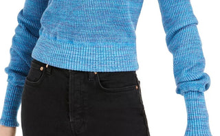 Free People Women's Sugar Rush Off The Shoulder Sweater Blue Size Medium