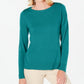 Karen Scott Women's Petite Button-Shoulder Sweater Green Size PXL