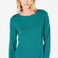 Karen Scott Women's Petite Button-Shoulder Sweater Green Size PXL