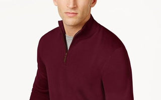 Clubroom Men's Maroon Long Sleeve Quarter-Zip Pullover Sweater Red Plum Size XX-Large