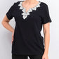Karen Scott Women's Crochet-Trim Split-Neck Top Black Size Medium