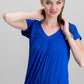 JM Collection Women's Blouson T-Shirt Blue  Size X-Small