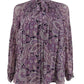Lauren By Ralph Lauren Women's Petite Printed Tie Neck Blouse Purple Size Petite X-Small