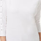 Karen Scott Women's Petite Studded Boat-Neck Cotton Top White Size PS/M