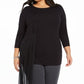 Alfani Women's Plus Size Asymmetrical-Overlay Top Black Size 0X