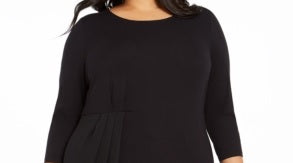 Alfani Women's Plus Size Asymmetrical-Overlay Top Black Size 0X