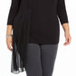 Alfani Women's Plus Size Asymmetrical-Overlay Top Black Size 0X