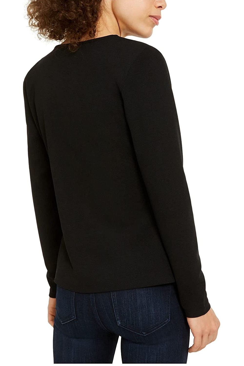 INC International Concepts Women's V-Neck Keyhole Blouse -Black Size X-Small